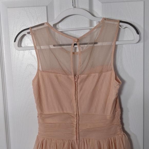 Blush Pink Girly Sheer Sweetheart Neckline Nylon Mini Dress Size Small - Picture 5 of 5